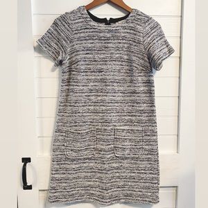 LOFT Multicolor White/Gray Tweed Dress
